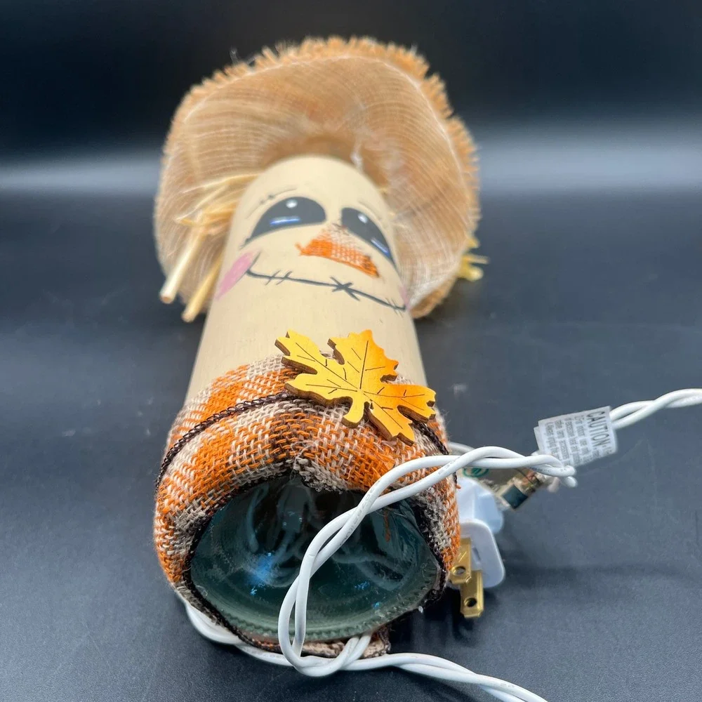 Light Up‎ Lamp Scarecrow Wine Bottle Fall Halloween Decor 16